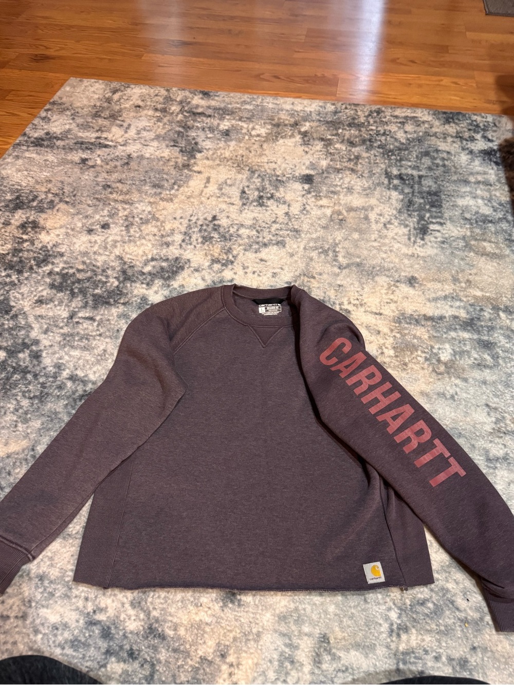 Carhartt women’s Crewneck Sweatshirt in Plum with Red Logo